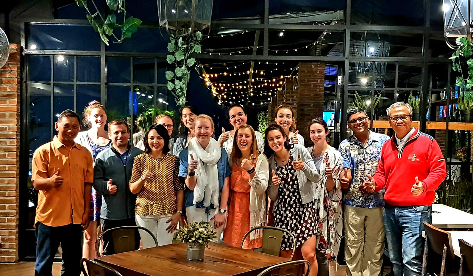 A warm evening gathering of international and Indonesian students and hosts during an EastXperience educational journey