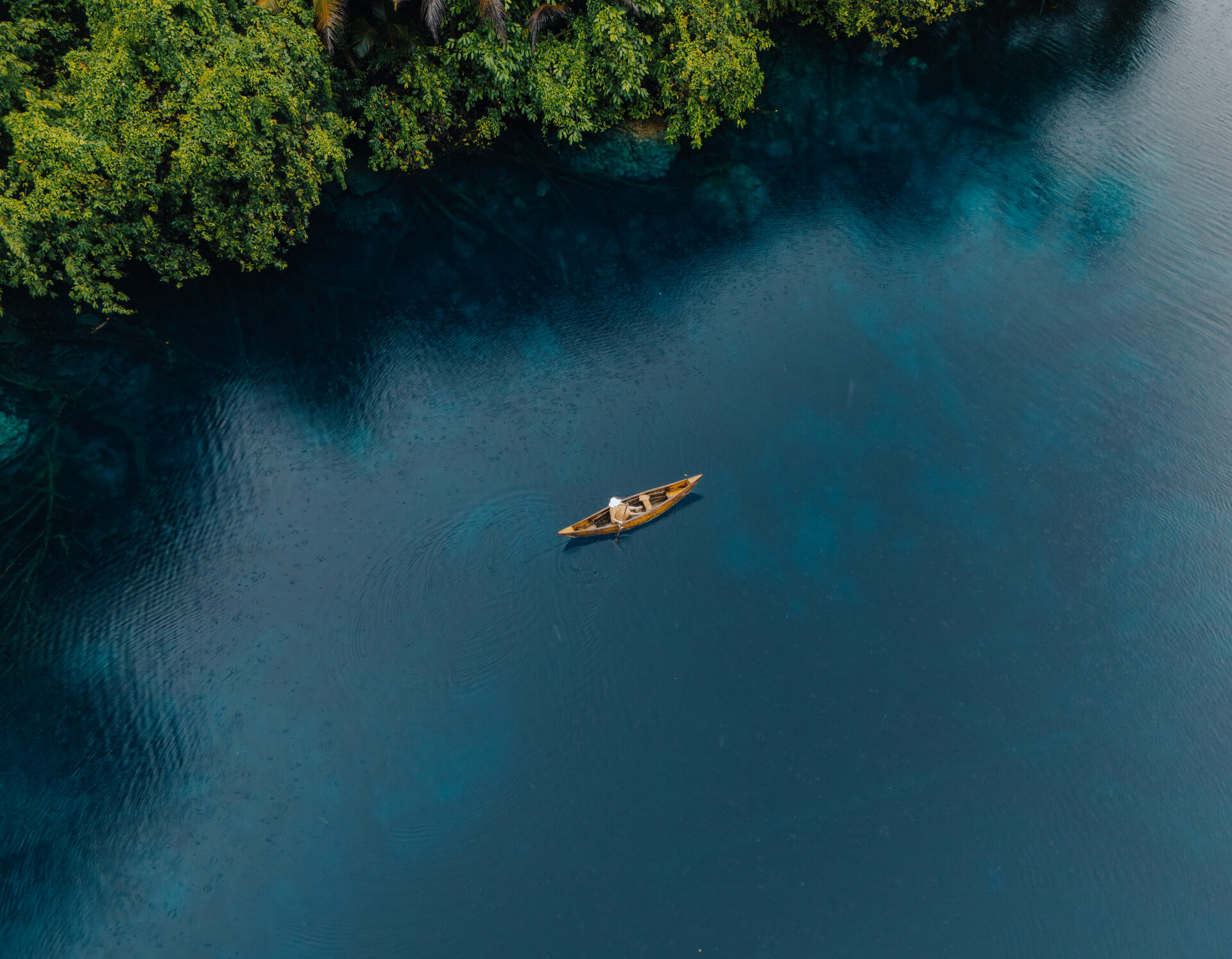 Aerial view of turquoise lagoon and islands in Central Sulawesi, Indonesia